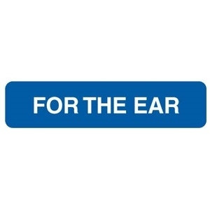 Blue “For the Ear” veterinary medication instruction labels, 1-5/8 x 3/8, 500 per roll (V-AN656)