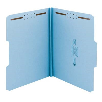 Smead 100% Recycled Pressboard Fastener File Folder, Blue (15000)