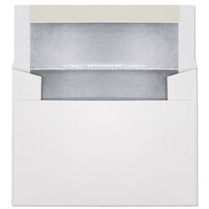 A-6 Ultra-White silver foil-lined announcement envelope, 4-3/4 x 6-1/2 inches, 28 lb bright white sulphite, box of 250