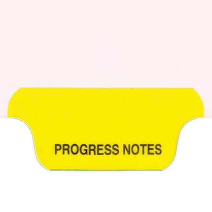Chart Divider, Bottom Tab, Position 2, Progress Notes, Yellow, Pack/25 - Zoomed