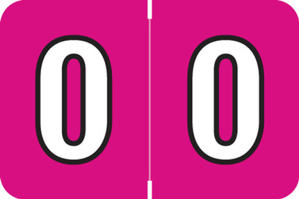 Amerifile L1000 Compatible Numeric Label '0' in Raspberry for Color-Coding Files