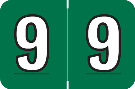Amerifile L1000 Compatible Numeric Label '9' in Dark Green for Color-Coding Files