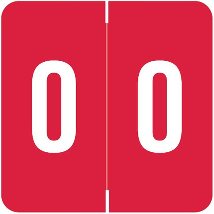 Barkley FNDBM-S Series Numeric Label '0' in Red - Two-sided Numeric Label for Filing and Organization