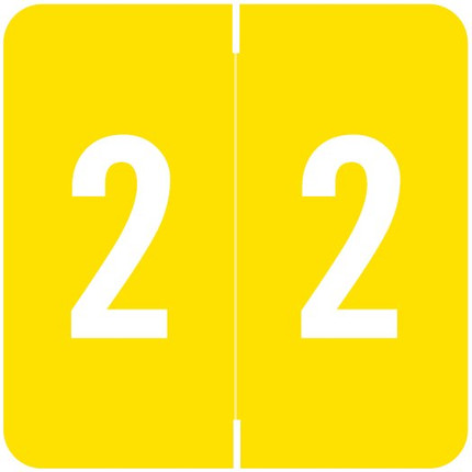 Barkley FNDBM-S Series Numeric Label '2' in Yellow - Two-sided Numeric Label for Filing and Organization