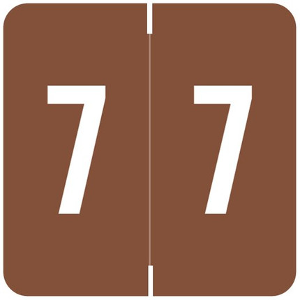 Barkley Numeric Labels, FNDBM-S Series, 1-1/2 H x 1-1/2 W, Number 7, Brown, 500/Roll
