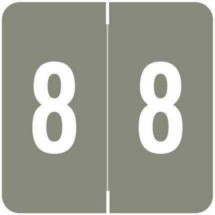 Barkley Numeric Labels, FNDBM-S Series, 1-1/2 H x 1-1/2 W, Number 8, Gray, 500/Roll