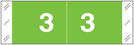 Tabbies 11850 Series Numeric Label for Number '3' – White Text on Light Green Background
