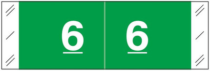 Tabbies 11850 Series Numeric Label for Number '6' – White Text on Dark Green Background
