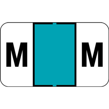 Control-O-Fax Compatible Label for Letter 'M' – Black Text on a Teal Background