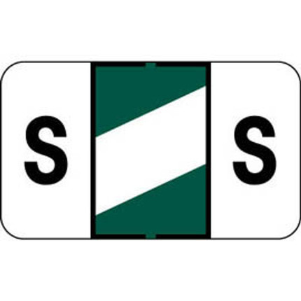 Control-O-Fax Compatible Label for Letter 'S' – Black Text on a Dk Green & White Background
