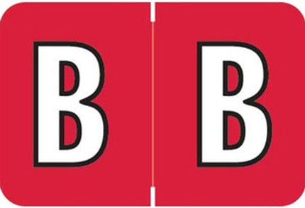 Colwell COPK Alphabetical Color-Coded Filing Label for the letter 'B' with a ruby background and white character with black outline
