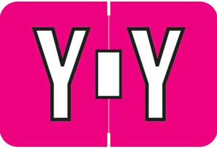 Colwell COPK Alphabetical Color-Coded Filing Label for the letter 'Y' with a hot pink background and white character with black outline
