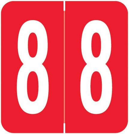 VRE/GBS 8860-Series (Ver.2) 1H x 1-1/4W, Numeric Labels, Number 8, Red, 500/Roll