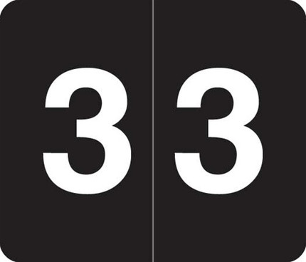 VA Hospital Numeric Color Coding Filing Labels, Number 3