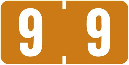 Tab Products Numeric Labels, TPNV-Series, Number 9, 500/Roll, Brown