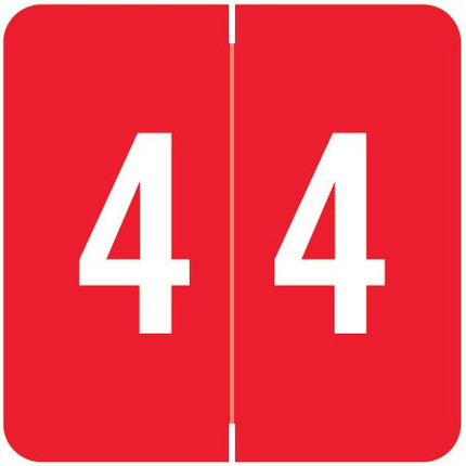 Sav-Tyme STNM Series Numeric Label 4 in Red, 500/Roll