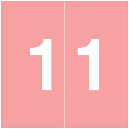 S&W KKL Numeric Labels, SWNM-Series, 1-1/2 H x 1-1/2 W, Number 1, Pink