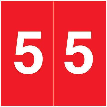 S&W KKL Numeric Labels, SWNM-Series, 1-1/2 H x 1-1/2 W, Number 5, Red