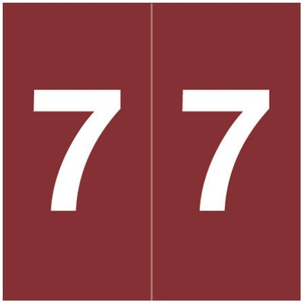 S&W KKL Numeric Labels, SWNM-Series, 1-1/2 H x 1-1/2 W, Number 7, Brown
