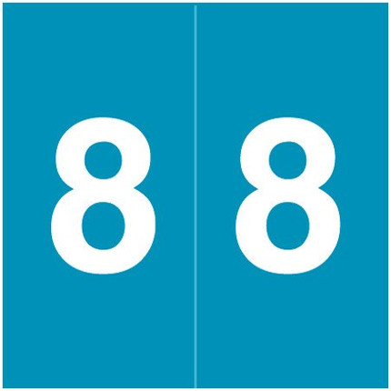 S&W KKL Numeric Labels, SWNM-Series, 1-1/2 H x 1-1/2 W, Number 8, Blue