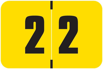 Digi Color DCNM Numeric Label, 1H x 1-1/2W,  Number 2, Yellow with black digits, 250/RL, DCNM-2
