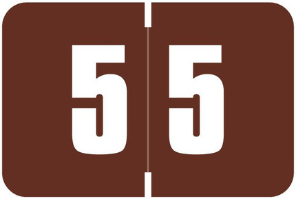 Digi Color DCNM Numeric Label, 1H x 1-1/2W,  Number 5, Brown with white digits, 250/RL, DCNM-5