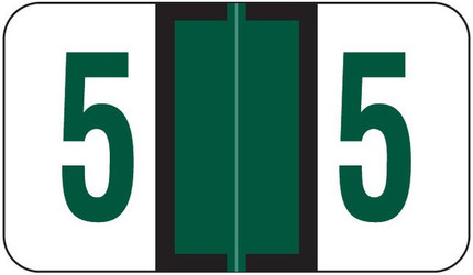 Jeter Numeric Labels, 6190-Series, Number 5, Dark Green, 500/Roll, 15/16x1 5/8