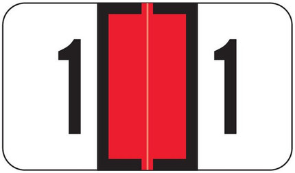 Jeter 0300 Series Numeric Labels - Red, Number 1, 500 Labels per Roll, Polylaminated for End-Tab Filing