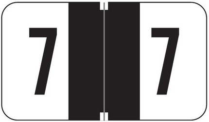 Jeter 0300 Series Numeric Labels - Black, Number 7, 500 Labels per Roll, Polylaminated for End-Tab Filing