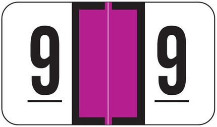 Jeter 0300 Series Numeric Labels - Purple, Number 9, 500 Labels per Roll, Polylaminated for End-Tab Filing