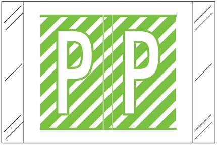Barkley FASTM Alphabetic Label - Light Green Letter P, Self-Adhesive, Polylaminated for End-Tab File Folders