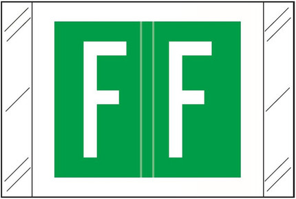 Tabbies 12000-Series compatible alphabetic label, Letter F, dark green, 1 inch x 1.5 inch, 500 labels per roll