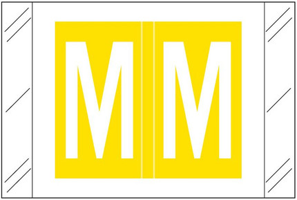 Tabbies 12000-Series compatible alphabetic label, Letter M, Yellow, 1 inch x 1.5 inch, 500 labels per roll