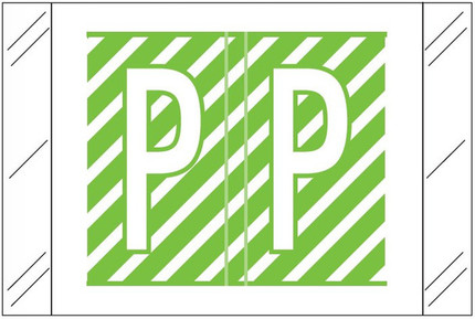 Tabbies 12000-Series compatible alphabetic label, Letter P, Light Green, 1 inch x 1.5 inch, 500 labels per roll