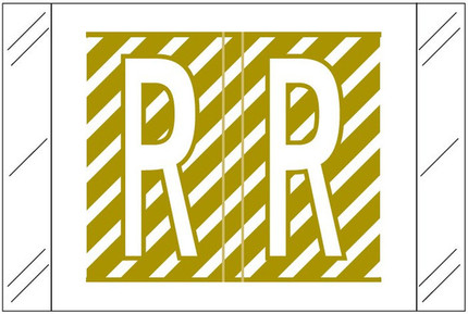 Tabbies 12000-Series compatible alphabetic label, Letter R, Gold, 1 inch x 1.5 inch, 500 labels per roll