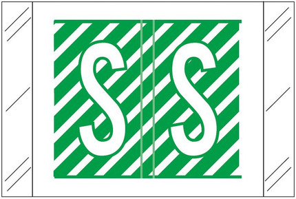 Tabbies 12000-Series compatible alphabetic label, Letter S, Dark Green, 1 inch x 1.5 inch, 500 labels per roll