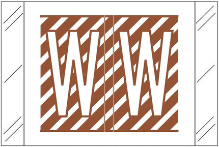 Tabbies 12000-Series compatible alphabetic label, Letter W, Tan, 1 inch x 1.5 inch, 500 labels per roll