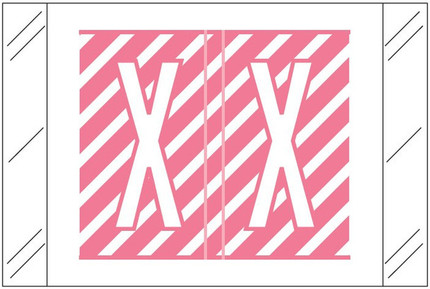 Tabbies 12000-Series compatible alphabetic label, Letter X, Pink, 1 inch x 1.5 inch, 500 labels per roll