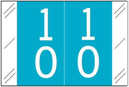 Tabbies 11200 Match Double Digit Numeric Label 10 in light blue with white numbers for file folder organization