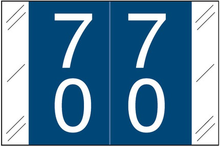Tabbies 11200 Match Double Digit Numeric Label 70 in dark blue with white numbers for file folder organization