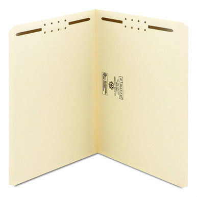 Smead reinforced file folder, letter size, manila, 2 fasteners, straight-cut tab