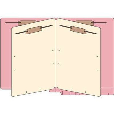 End Tab Classification Folders - 2 Dividers, 14pt Pink, Letter Size
