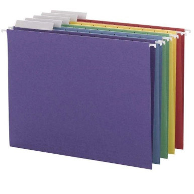 Smead 64020 letter-size hanging file folders, assorted colors, 1/3-cut tabs, 25 per box