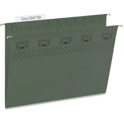 Smead 64036 TUFF letter-size hanging folder in standard green with Easy Slide repositionable tab.