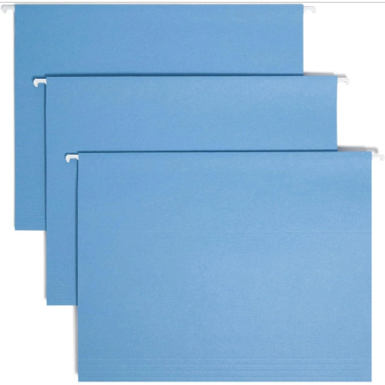 Smead 64041 TUFF letter-size blue hanging folder with Easy Slide repositionable tab.