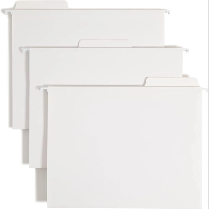 Smead 64002 letter-size white FasTab hanging folder with integrated 1/3-cut tab.