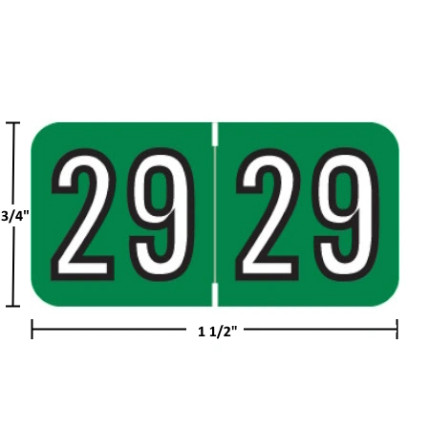Amerifile Year Labels - 2029, Dark Green, 3/4 x 1-1/2, 500/Roll (ARYM-29)