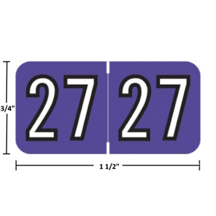 Amerifile Year Labels - 2027, Purple, 3/4 x 1-1/2, 500/Roll (ARYM-27)
