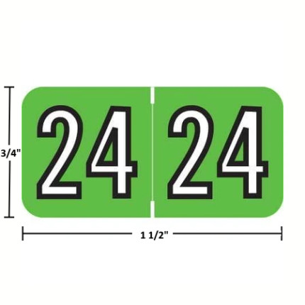 Barkley BAYM 2024 year label, green, 3/4" x 1-1/2"