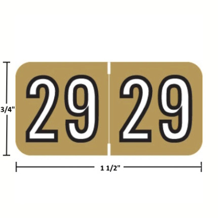 Barkley BAYM 2029 year label, gold, 3/4" x 1-1/2"